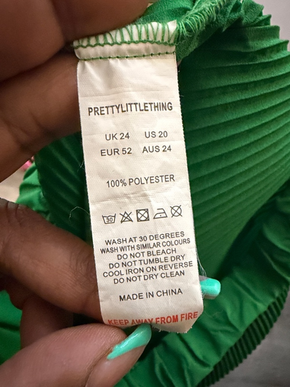 PrettyLittleThing Green Plisse OverSized Blouse & Trouser Set Size 20 EUC #139 - Picture 14 of 14